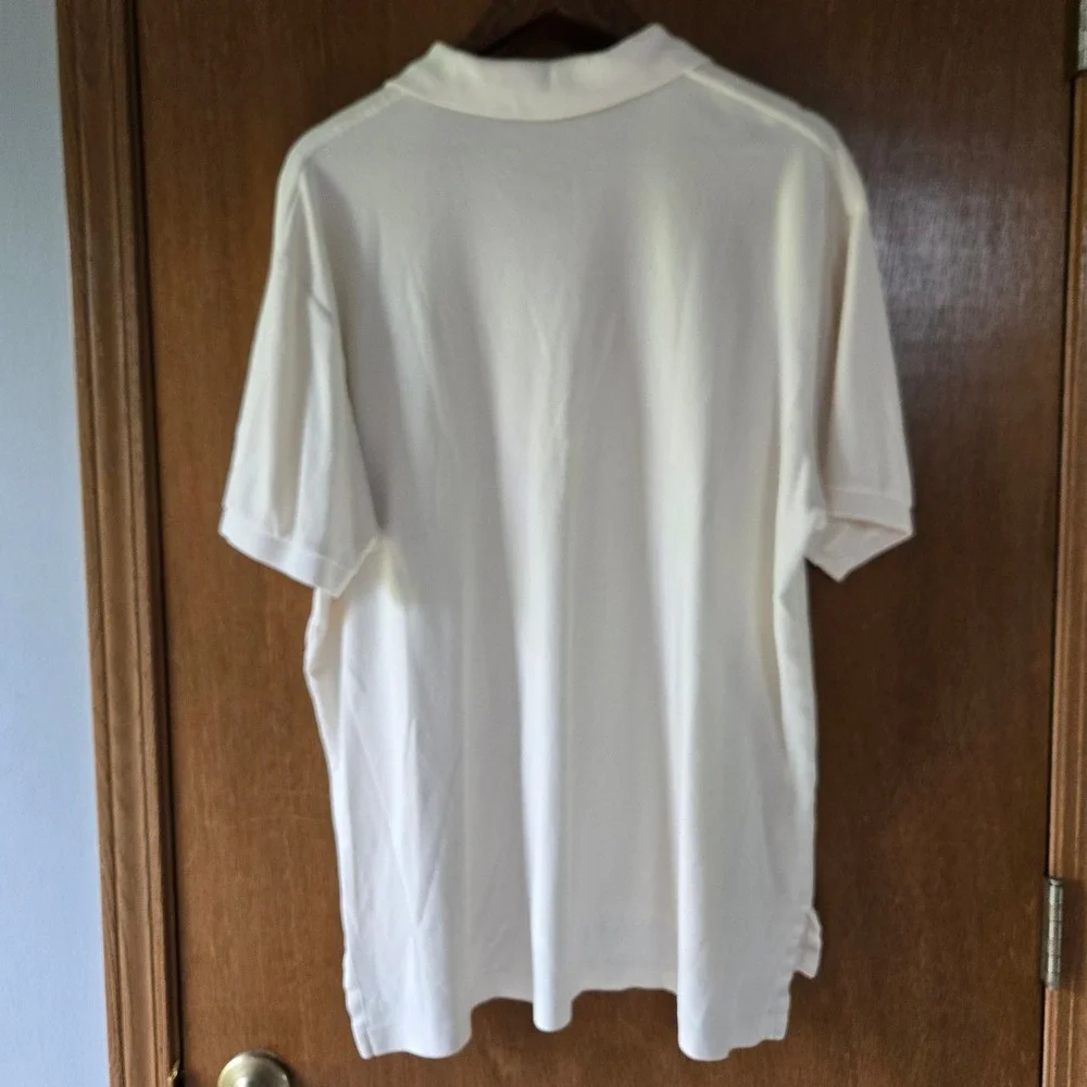 Polo Ralph Lauren Mens XL Cream Cotton Short Sleeve Pique Polo Shirt Off White